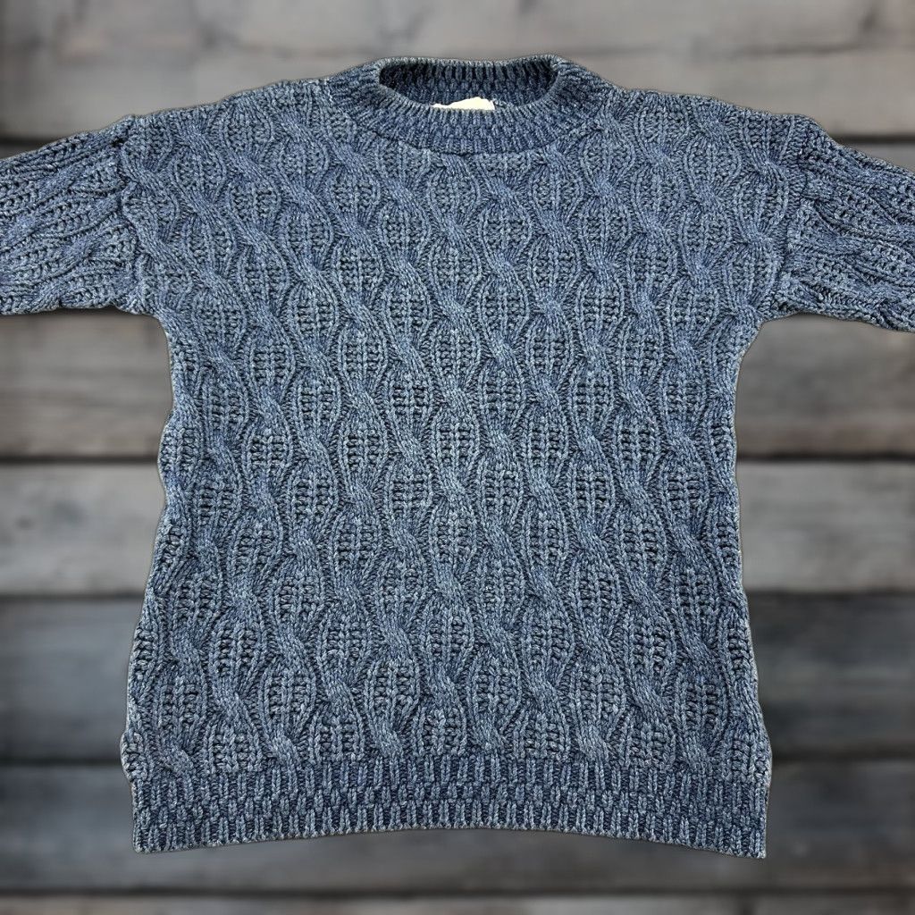 Vintage VINTAGE Nancy NYC Sweater Womens Blue Pullover Cable Knit Basketweave Solid 90s Size S / US 4 / IT 40 - 1 Thumbnail