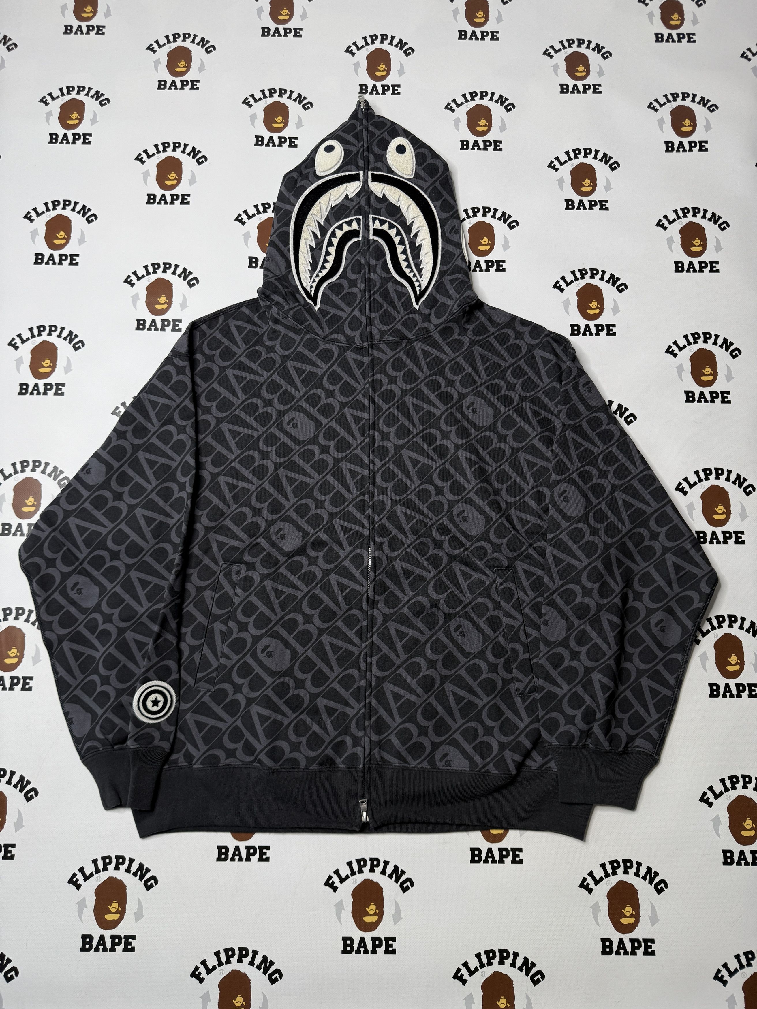 Bape SPORT MONOGRAM SHARK HOODIE | Grailed