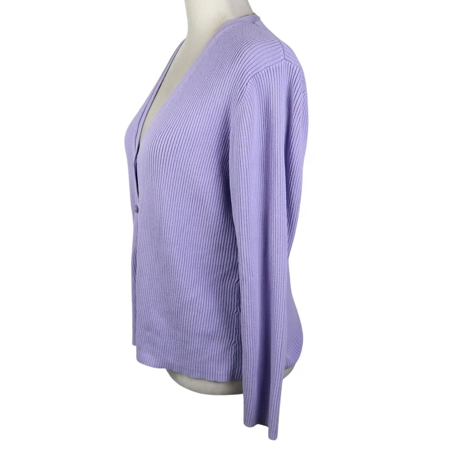 Vintage VINTAGE Style&co Cardigan Sweater Adult M Purple 90s Cotton Womens Size M / US 6-8 / IT 42-44 - 2 Thumbnail