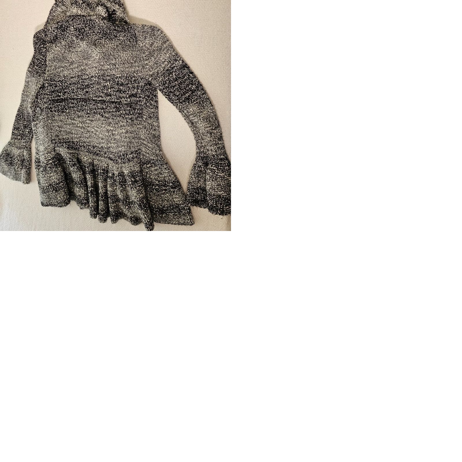 White House Black Market White House Black Market Cardigan Wool Blend Chunky Knit Sweater Size S Gray Bell Sleeve Knit Ruffle, Regular Womens, Solid, Sweater Size S / US 4 / IT 40 - 9 Thumbnail