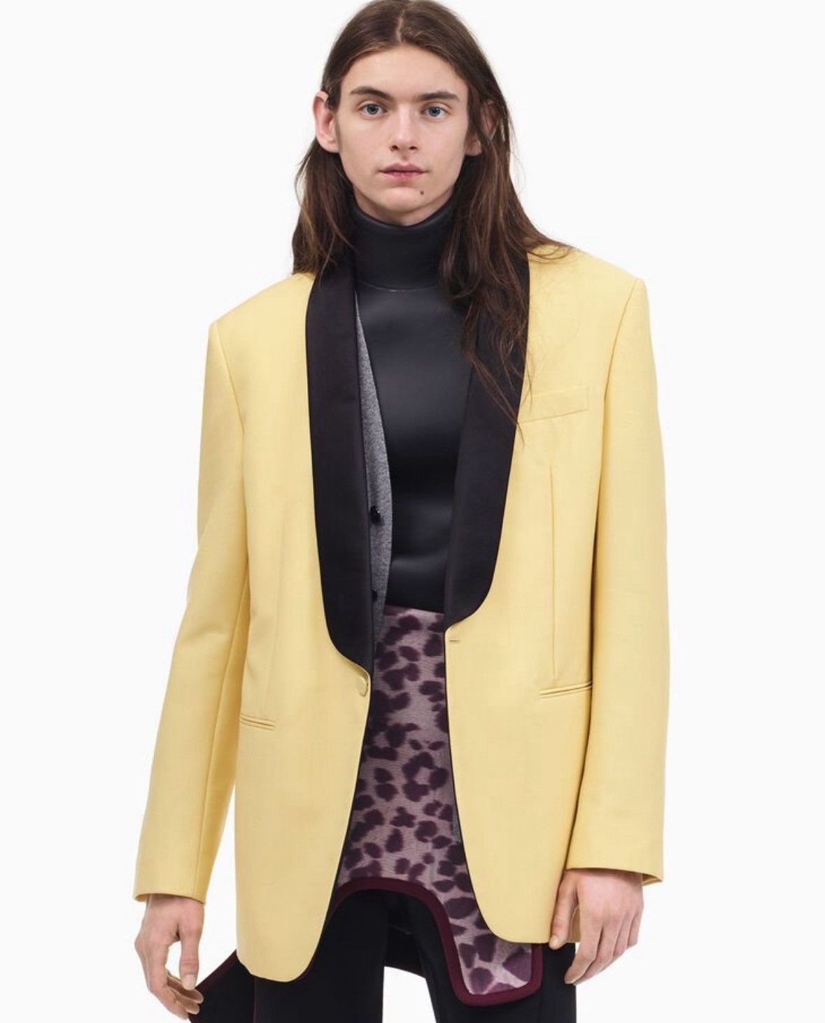 Calvin Klein 205W39NYC × Raf Simons Calvin Klein 205w39nyc Raf Simons Baby Yellow Tuxedo Jacket Size 48R - 1 Thumbnail