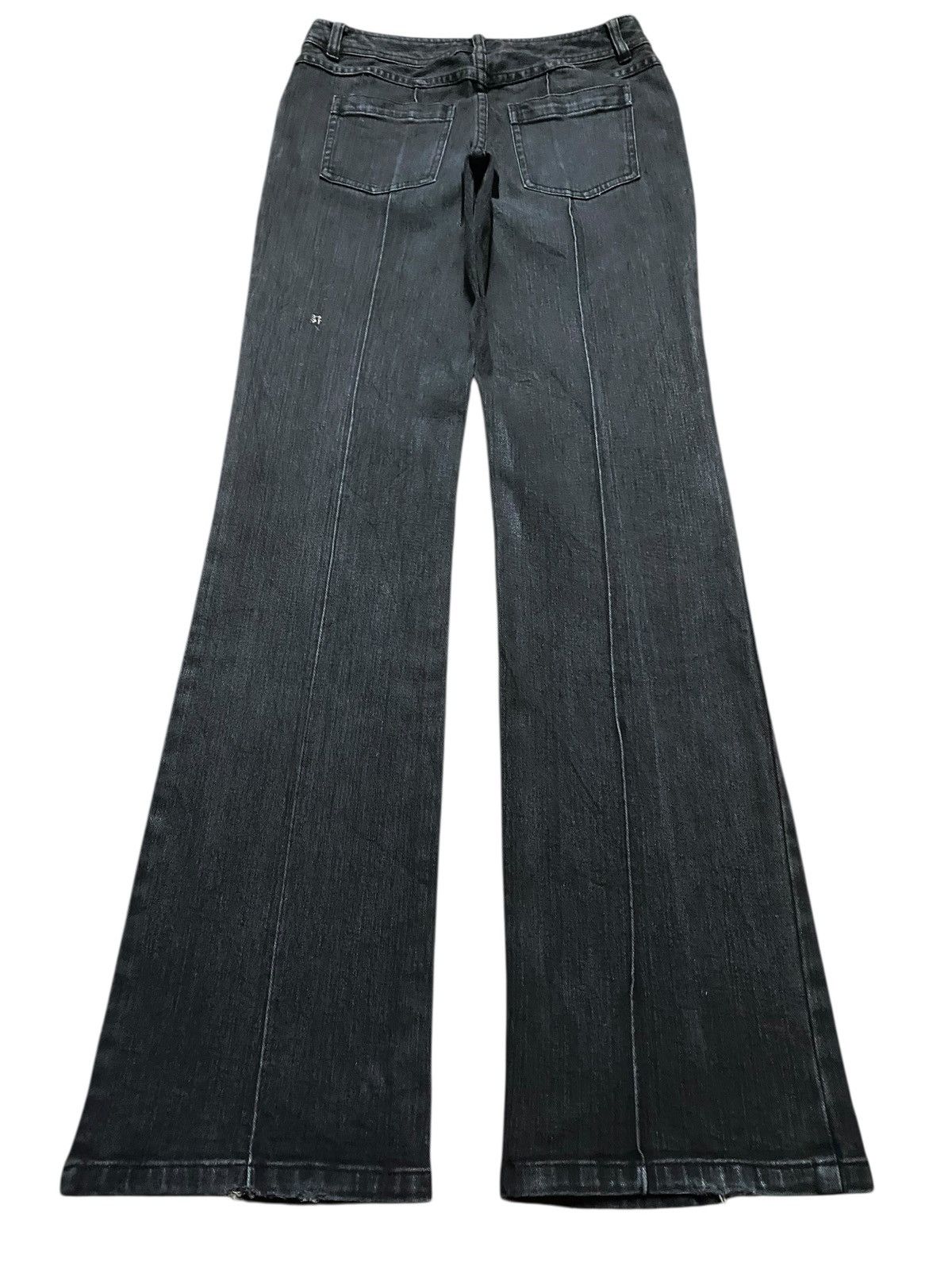 Michel Klein Vintage Michel Klein AVV Black Denim Distressed Flare Jeans Size 26" / US 2 / IT 38 - 2 Thumbnail