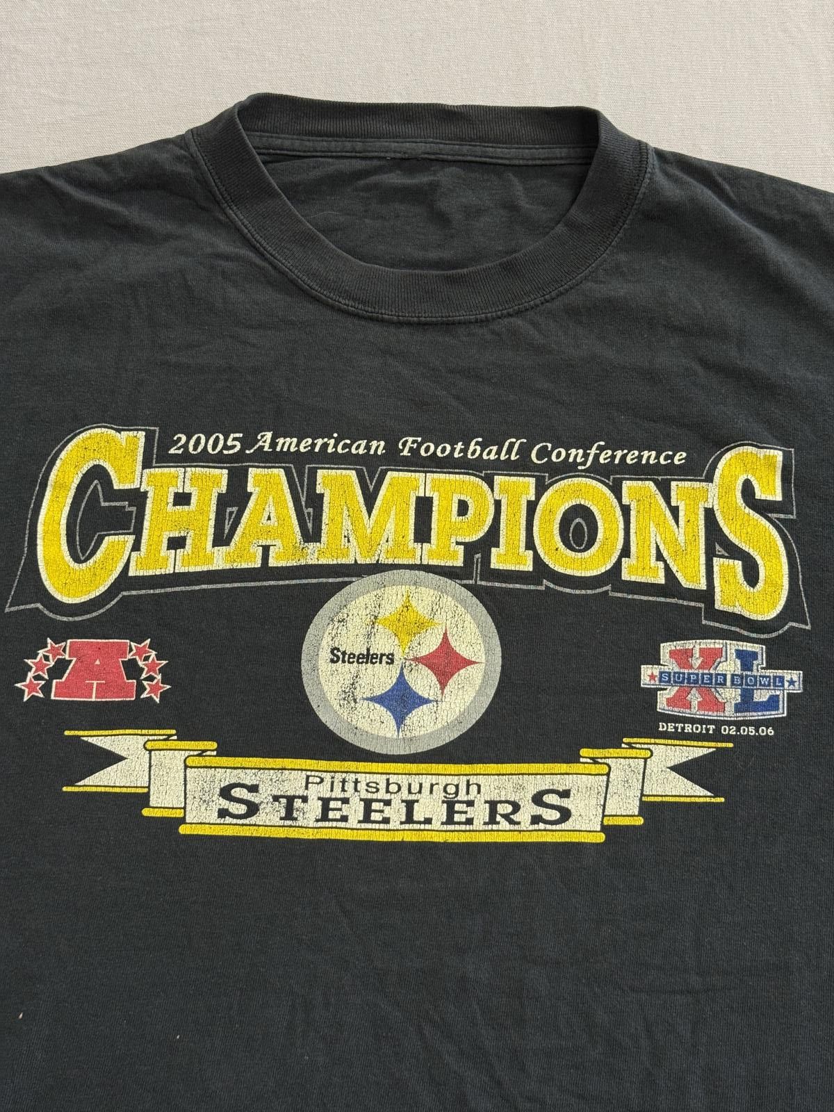 Designer Faded NFL Pittsburger Steelers T-shirt 2005 AFC Champs XL Size US XL / EU 56 / 4 - 2 Thumbnail