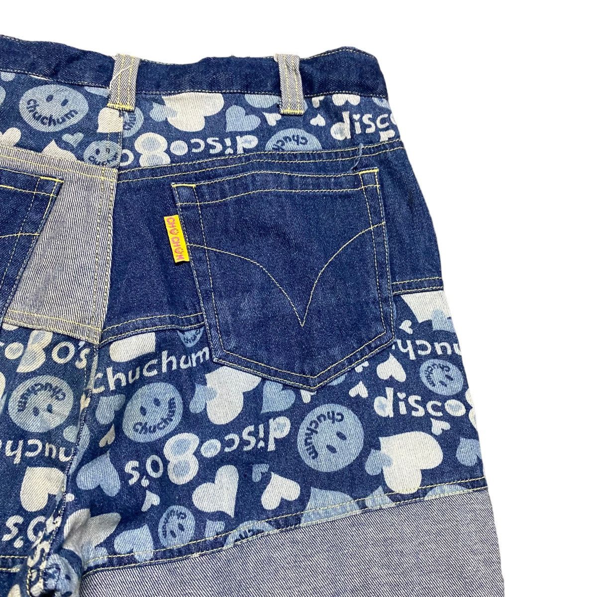 Hysteric Glamour Chuchum Smiley Hippie Denim Patchwork Flare Pants Size 26" / US 2 / IT 38 - 11 Thumbnail