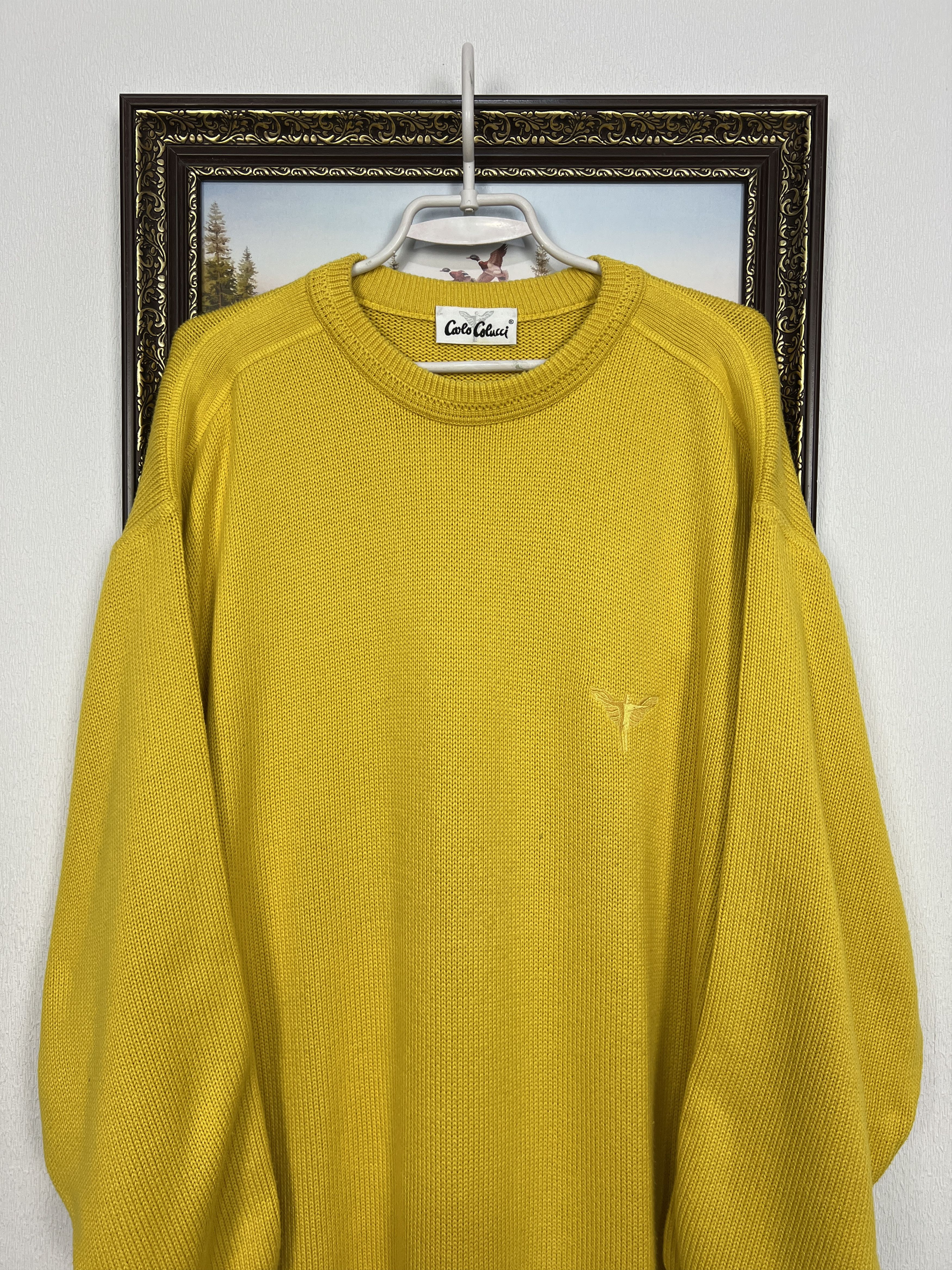 Carlo Colucci Vintage Carlo Colucci Yellow Knit Sweater Pullover Mens Size US XL / EU 56 / 4 - 2 Thumbnail