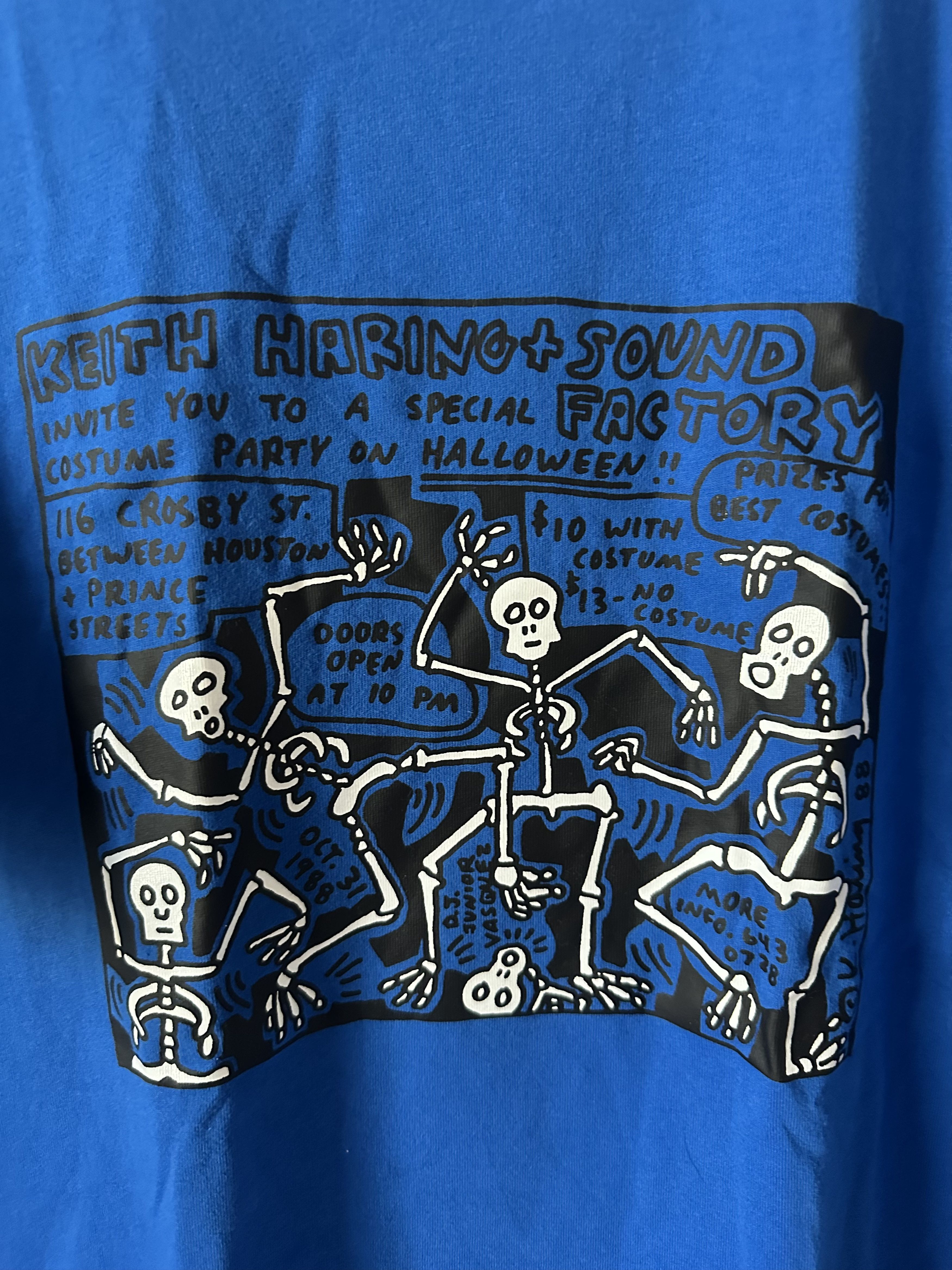 Keith Haring × Uniqlo Uniqlo Keith Haring Blue Skeleton Short Sleeved Tee Shirt Size US XL / EU 56 / 4 - 2 Thumbnail