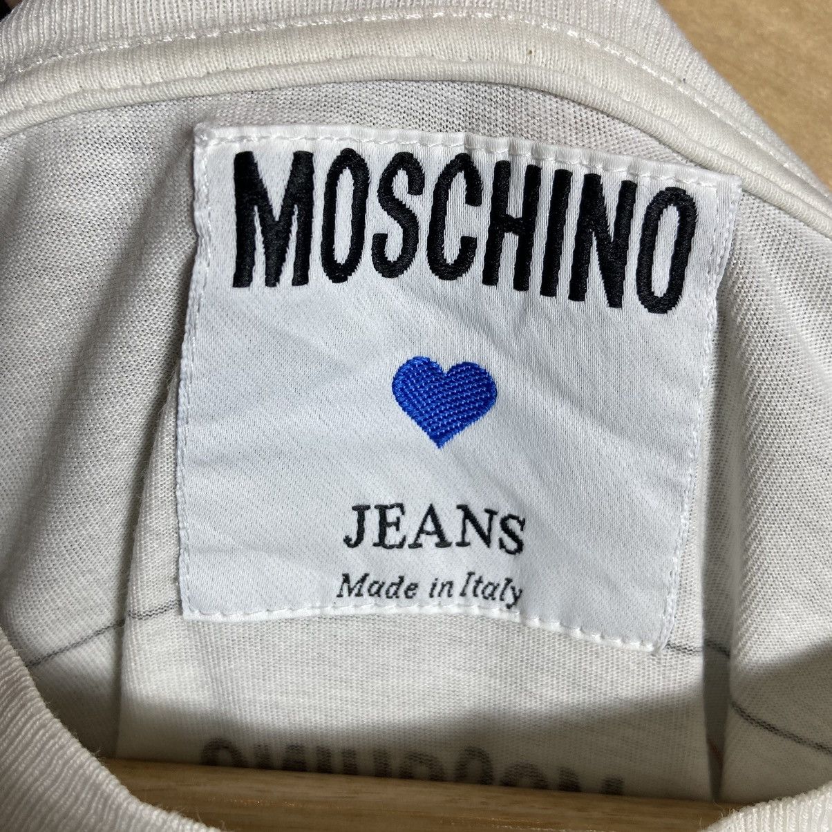 Moschino × Vintage Vintage 90s Moschino Jeans POUR HOMME Card T-Shirt Size US L / EU 52-54 / 3 - 5 Thumbnail