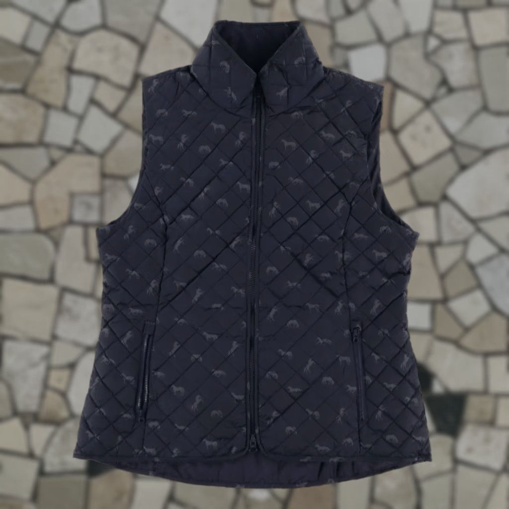 Vintage Piper Horse Equestrian Quilted Vest Navy Women's M Jacket Shirt Mock All Over Print Regular Fit Size M / US 6-8 / IT 42-44 - 1 Thumbnail