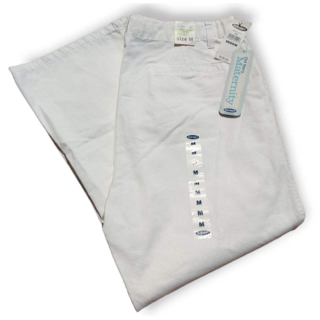 Old Navy Old Navy Maternity Womens Medium Simply Khaki White Capris W Size 41" - 3 Thumbnail