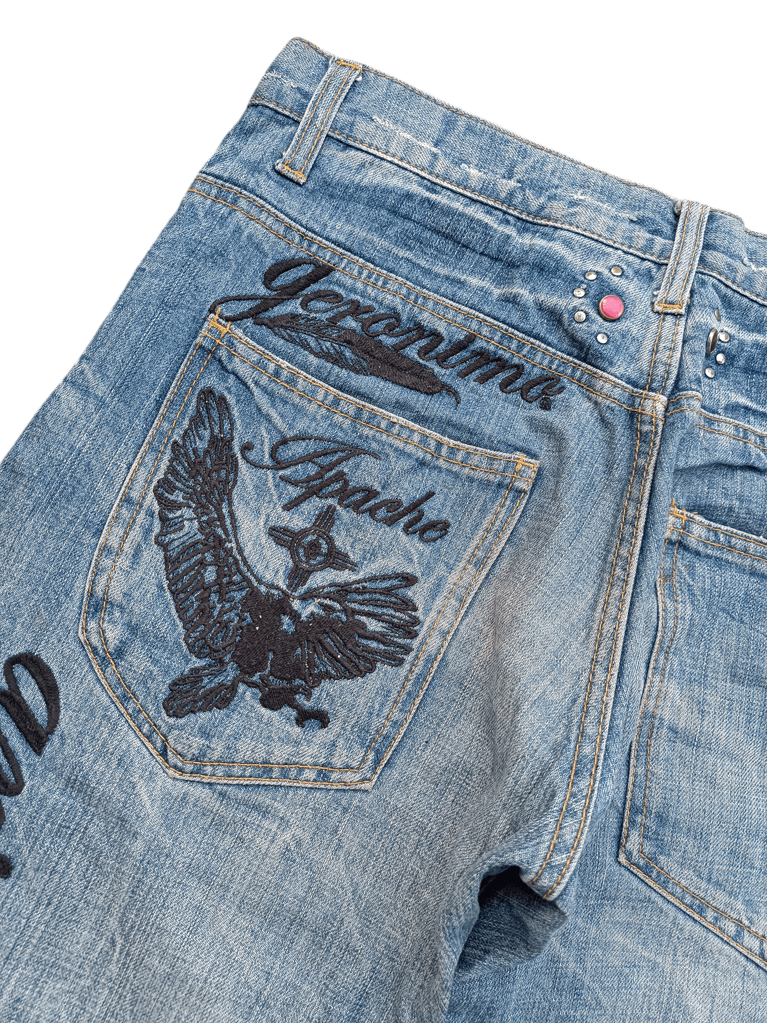 Japanese Brand GERONIMO Embroidery Native Indians Spirit Distressed Jeans Size US 32 / EU 48 - 17 Thumbnail