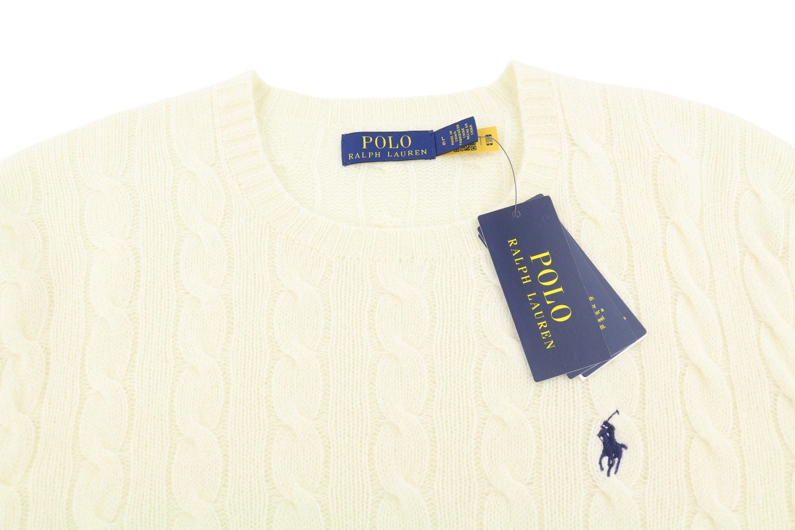 Cream L Wool Cashmere Cable Knit Pullover 86928