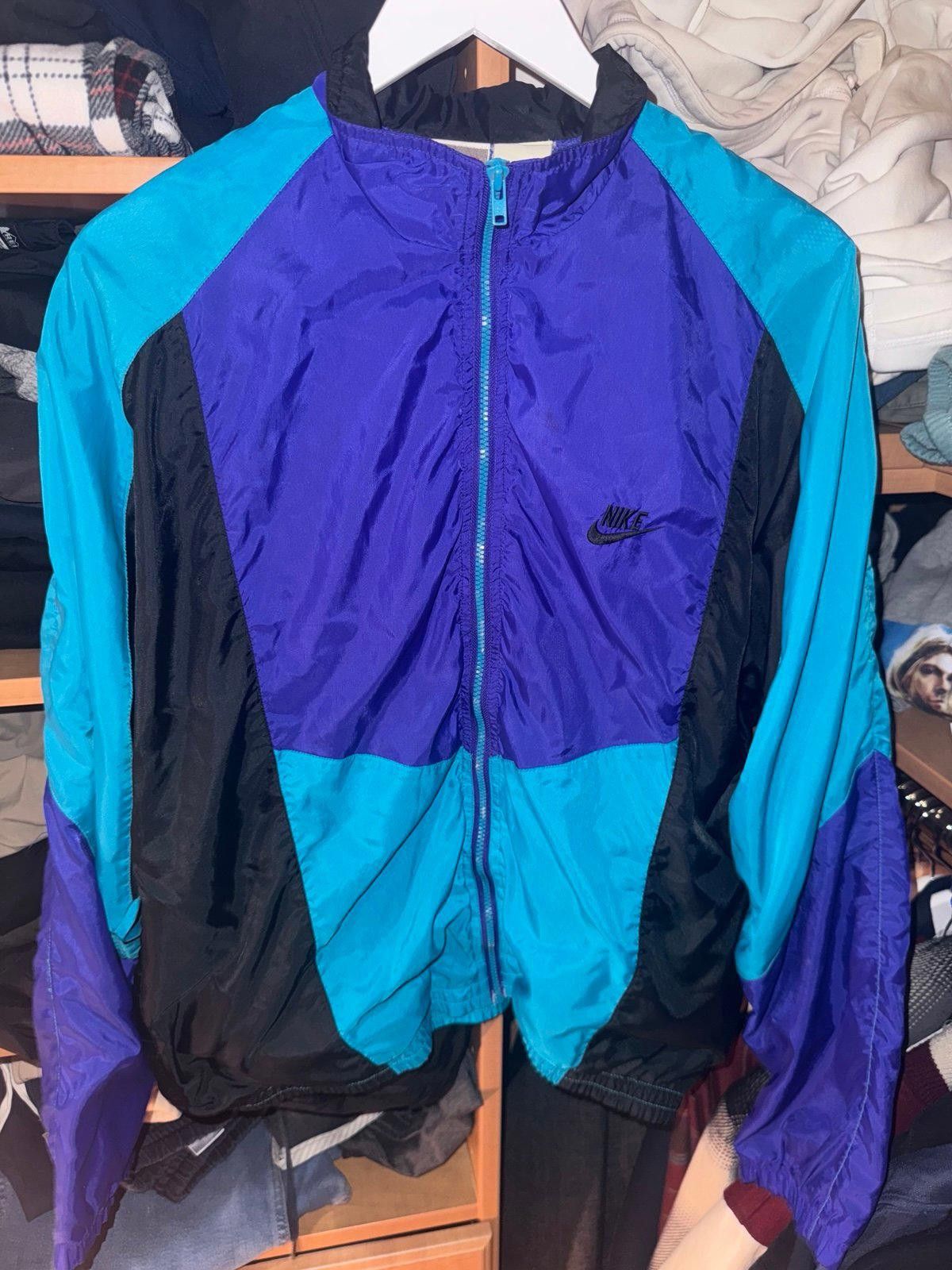 Nike 90s Nike Black/Turquoise Zip-Up Windbreaker Jacket Rare Sz M Size US M / EU 48-50 / 2 - 3 Thumbnail