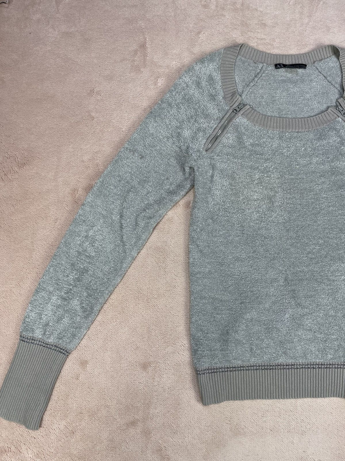 Armani Exchange A|X Armani Exchange Fluffy Soft Zip Crewneck Sweater Size M / US 6-8 / IT 42-44 - 4 Thumbnail