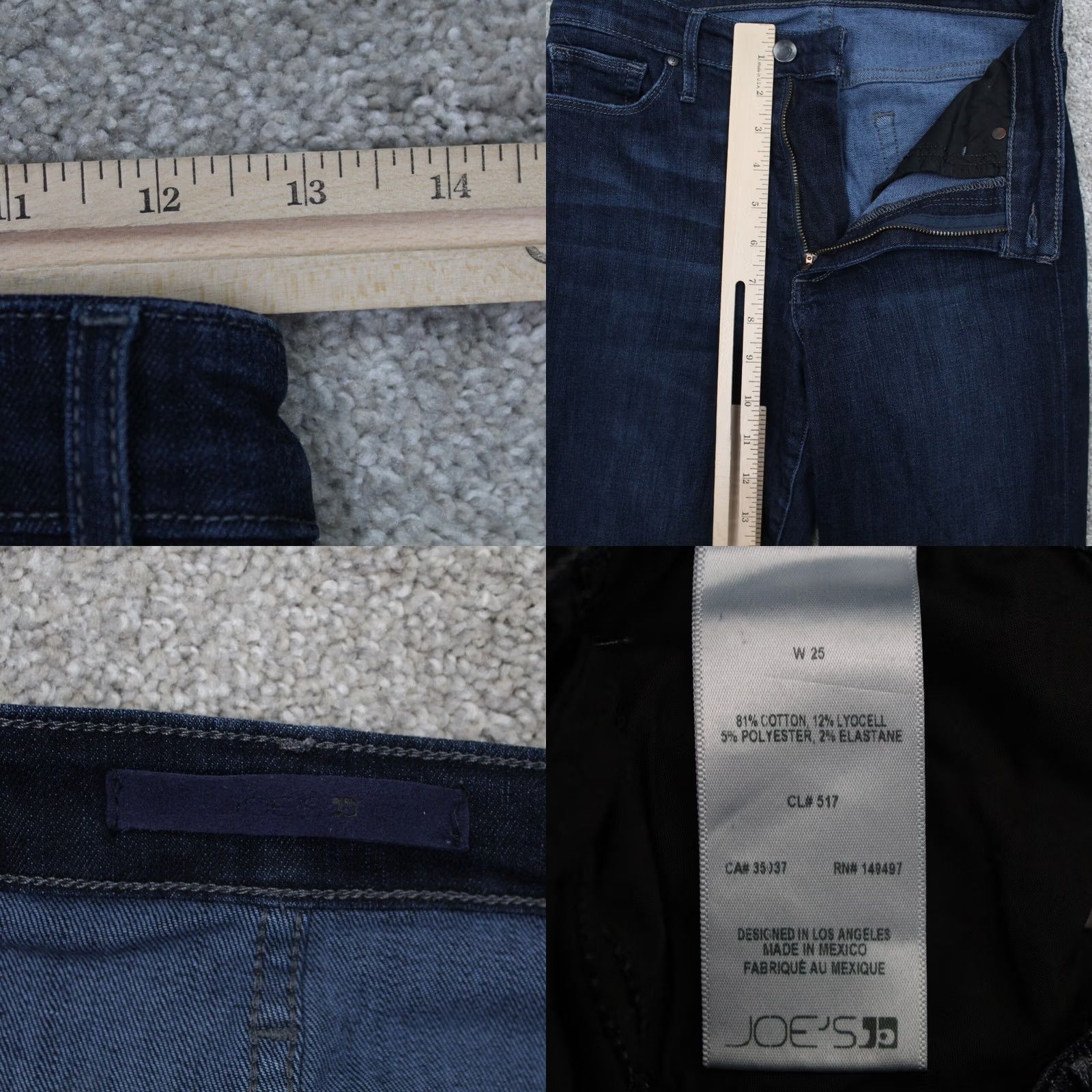 Vintage Joe's Jeans Women 25 Blue Skinny Jeans Ankle 28" Inseam Stretch Denim Mid Rise Regular Fit City Preppy Womens Size 42" / US 20 - 8 Thumbnail