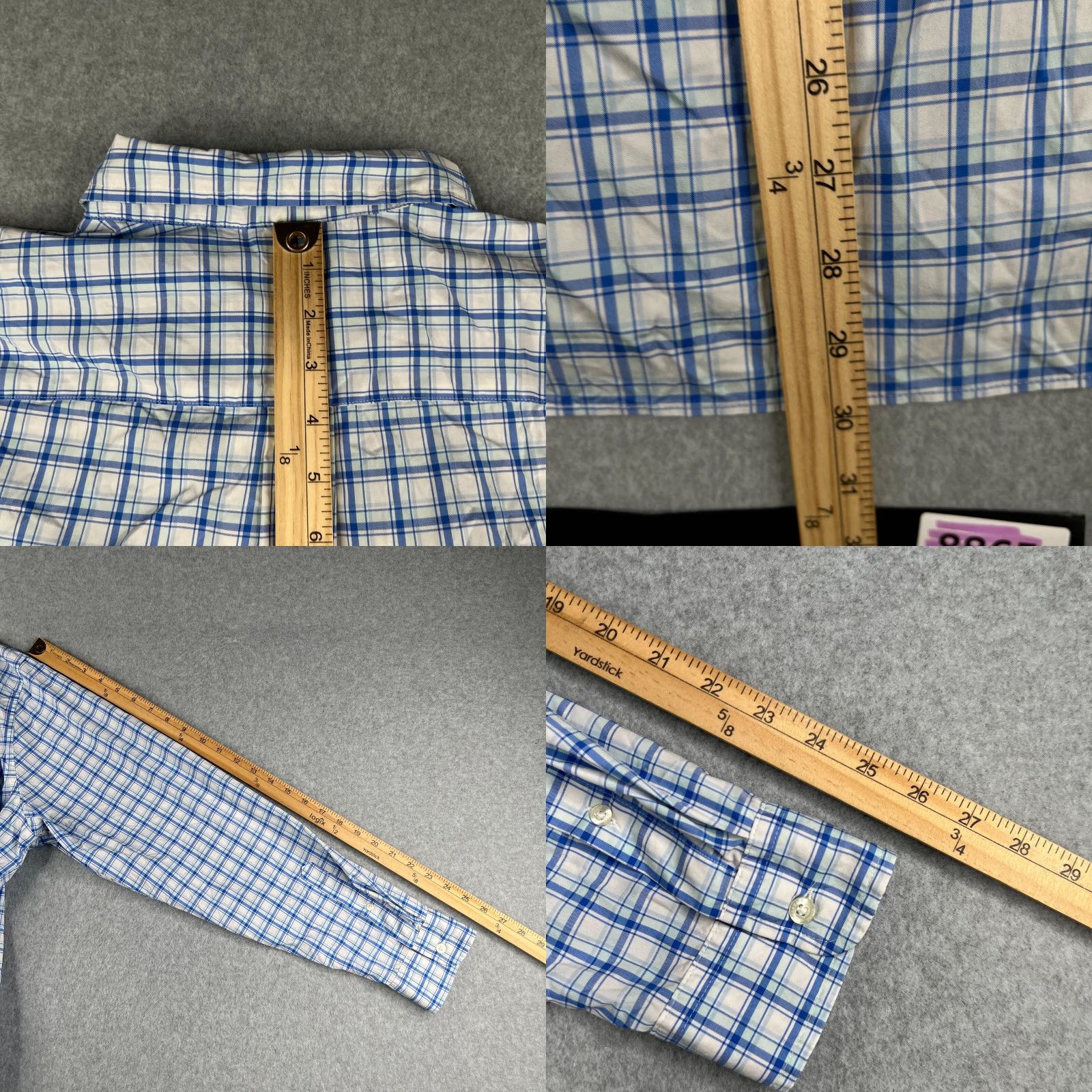 Vineyard Vines Button-Up Shirt XL Blue Check Men Long Sleeve Classic Fit Button-Down Collared Nylon Spandex Lightweight
