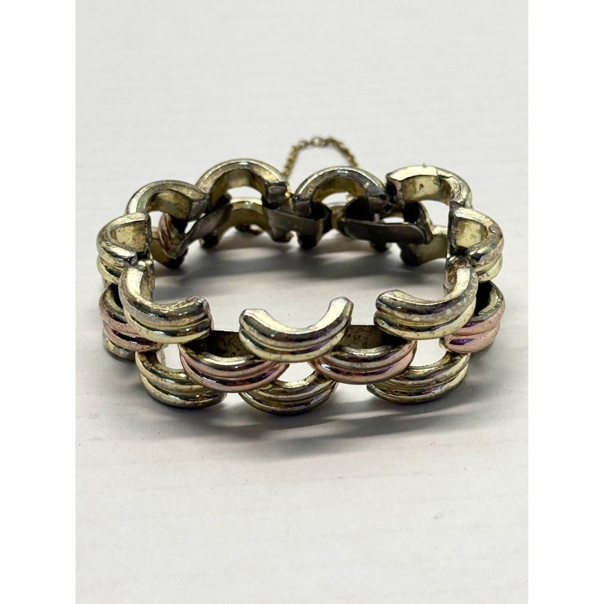 Monet Vintage Monet Jewelry Wide Two Tone Bracelet Size ONE SIZE - 3 Thumbnail