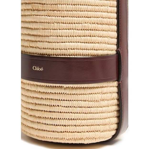Chloe Chloe Kerala 25 Dark Ebony Raffia-Effect Leather Bucket Bag Size ONE SIZE - 5 Thumbnail