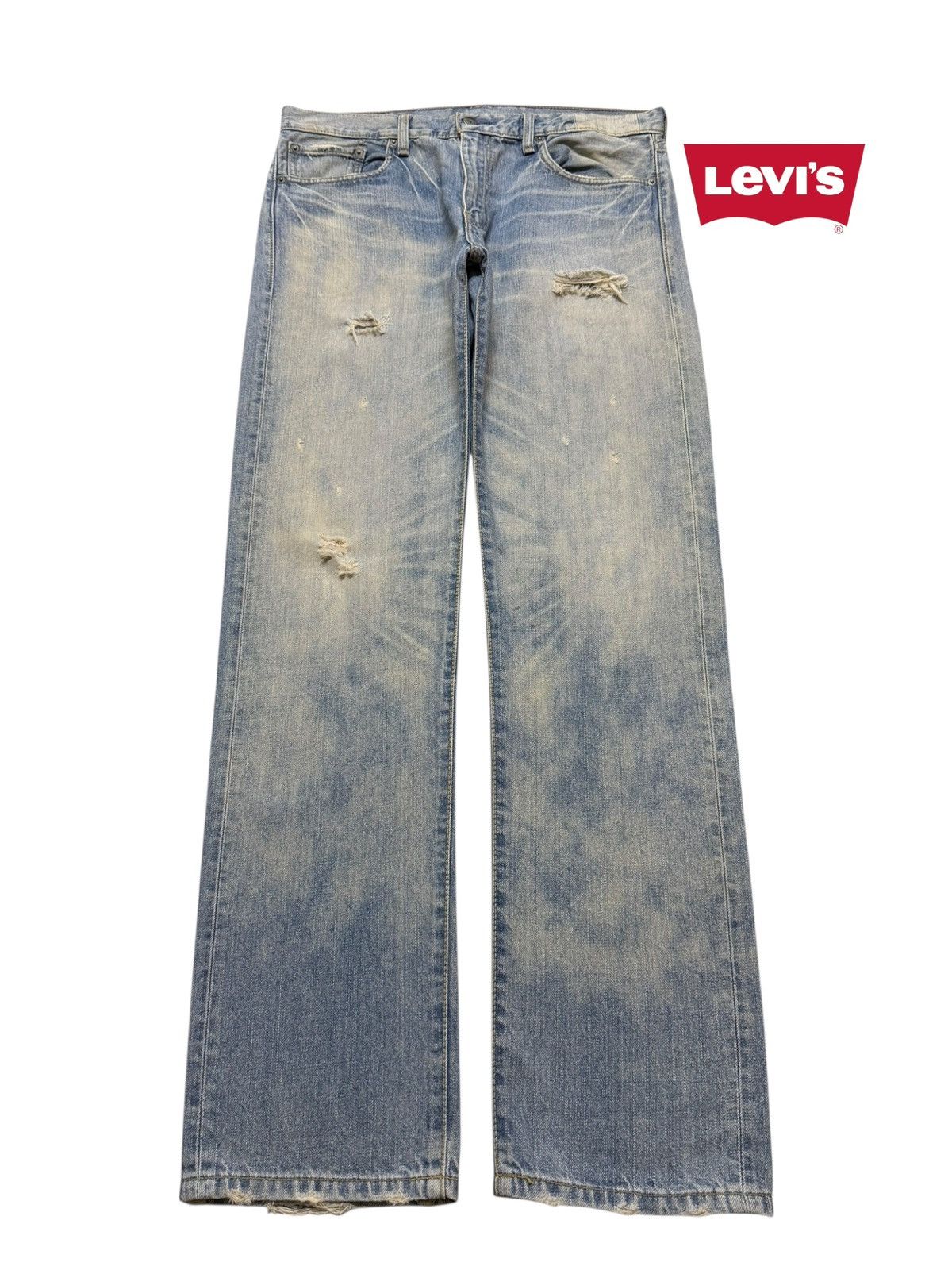 Levi's Vintage 90s Levis 505 Blue Faded Mud Wash Distress Straight Size US 35 - 1 Thumbnail