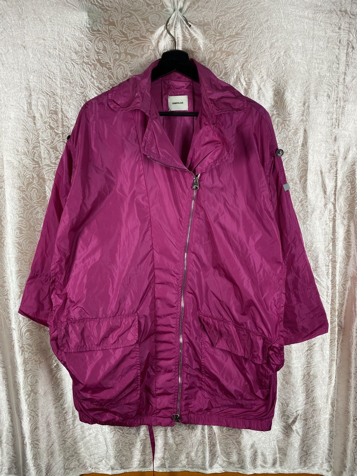 Vintage Vintage Lempelius Oversized Fuchsia Nylon Jacke Windbreaker Size XS / US 0-2 / IT 36-38 - 3 Thumbnail