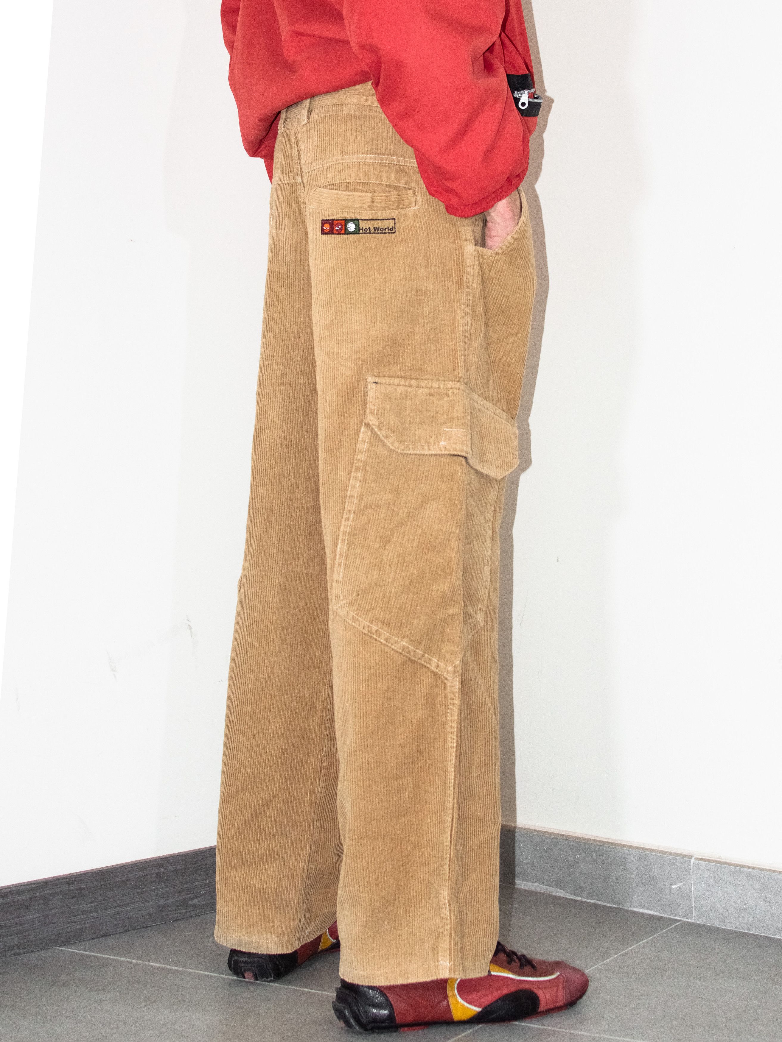 Other Y2K Vintage Brown corduroy wide legged Cargo trousers Size US 33 - 3 Thumbnail