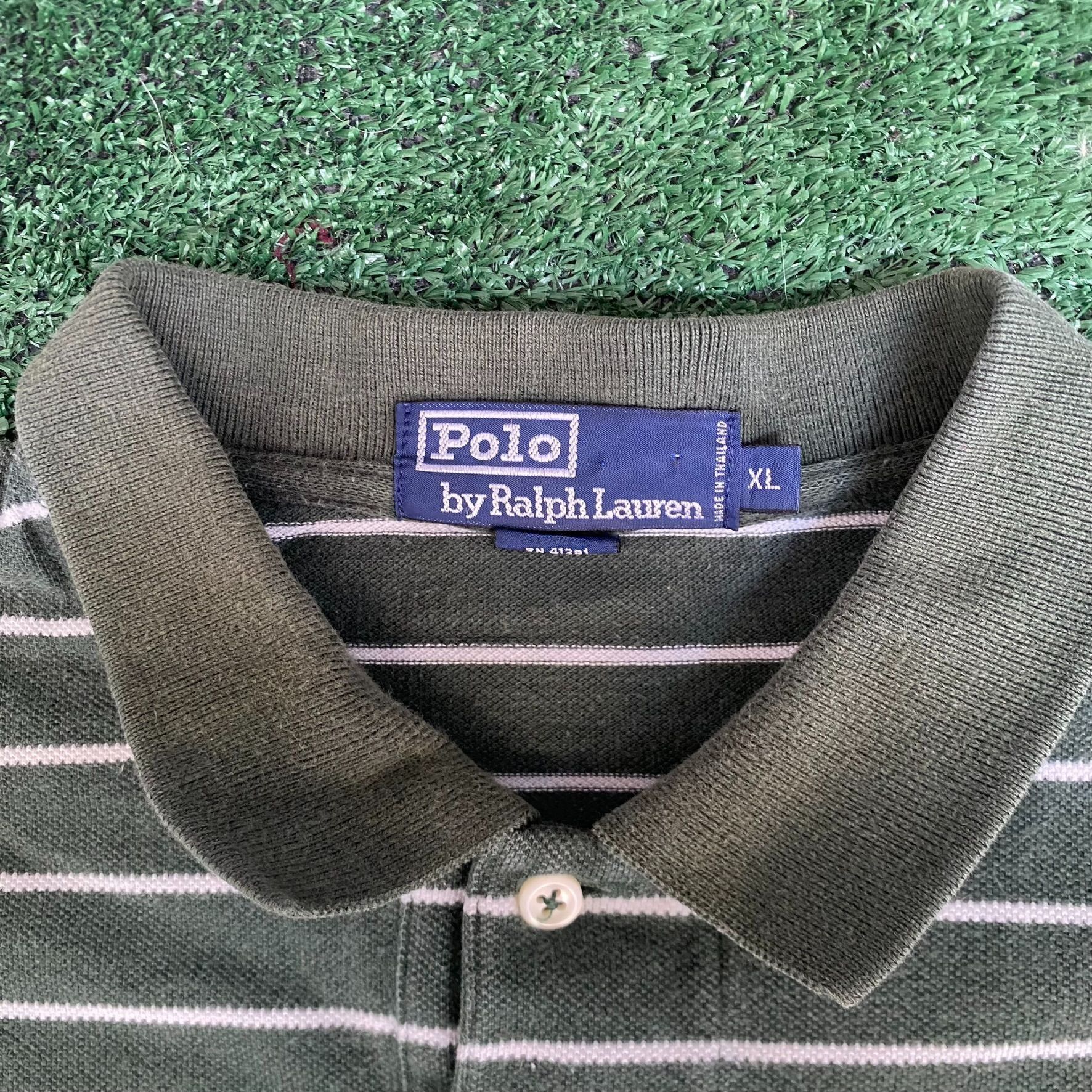 Polo Ralph Lauren Vintage Y2K Ralph Lauren Shirt Green Striped Logo Polo Shirt Size US XL / EU 56 / 4 - 4 Thumbnail