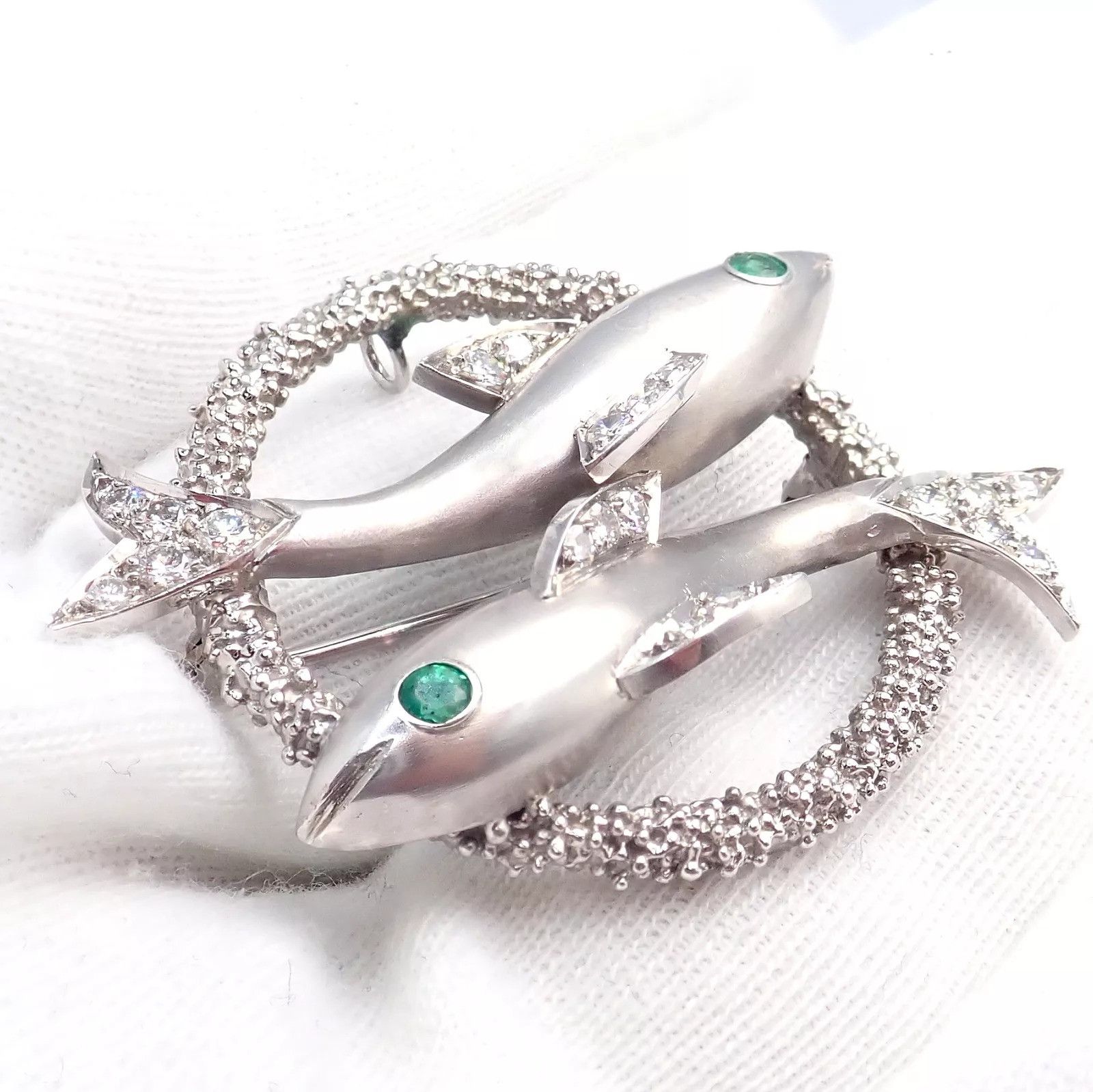 Cartier Cartier White Gold Platinum Diamond Emerald Zodiac Brooch Size ONE SIZE - 4 Thumbnail