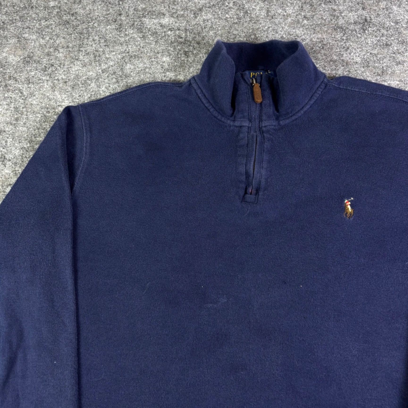 Polo Ralph Lauren Polo Ralph Lauren Estate Rib Quarter Zip Pullover Navy Blue Mens L Pullover Sweater Size US L / EU 52-54 / 3 - 7 Thumbnail