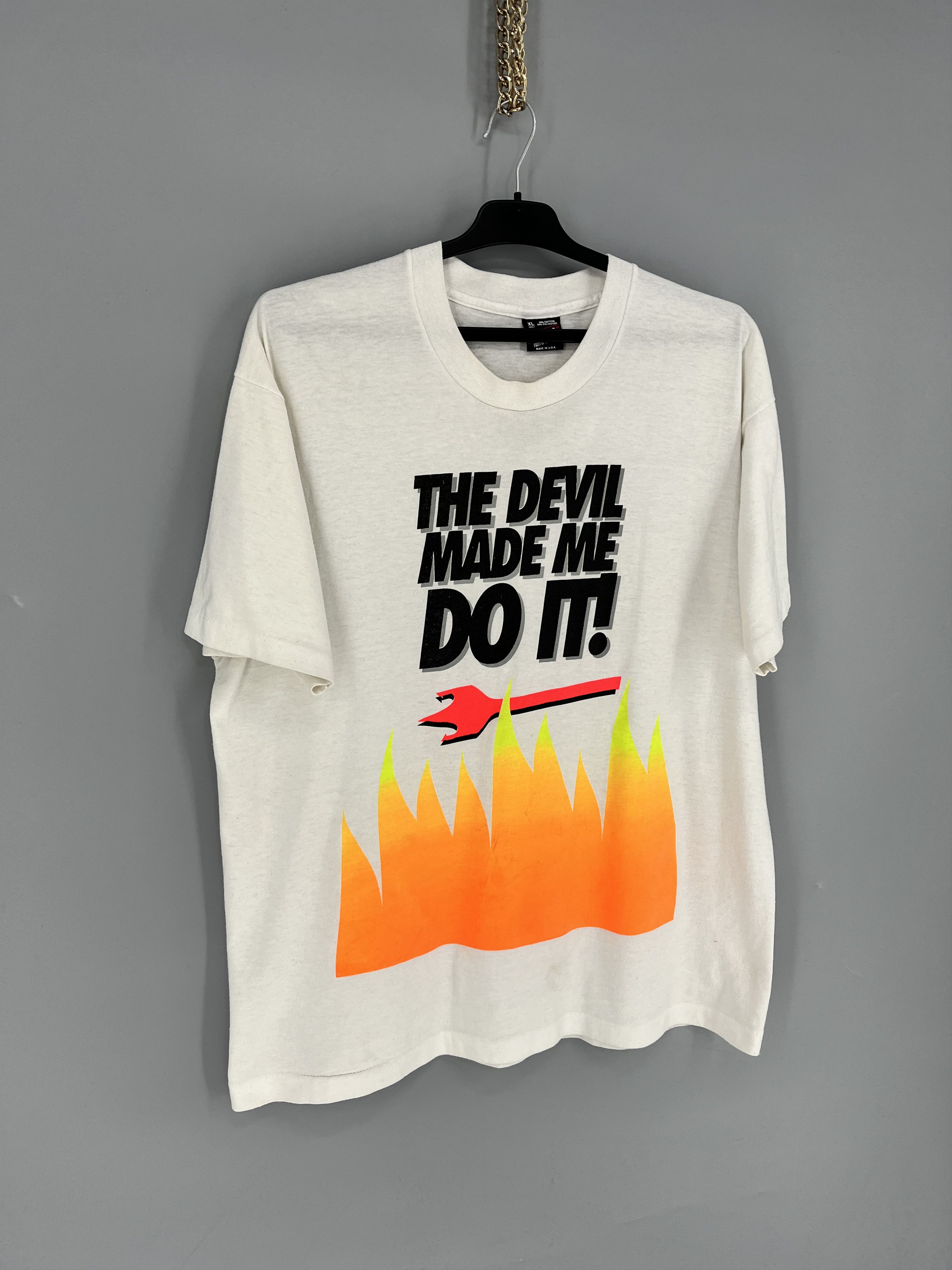 Band Tees Vintage 90s The Devil Made Me Do It Graphic WOOD DEVIL Size US XL / EU 56 / 4 - 2 Thumbnail