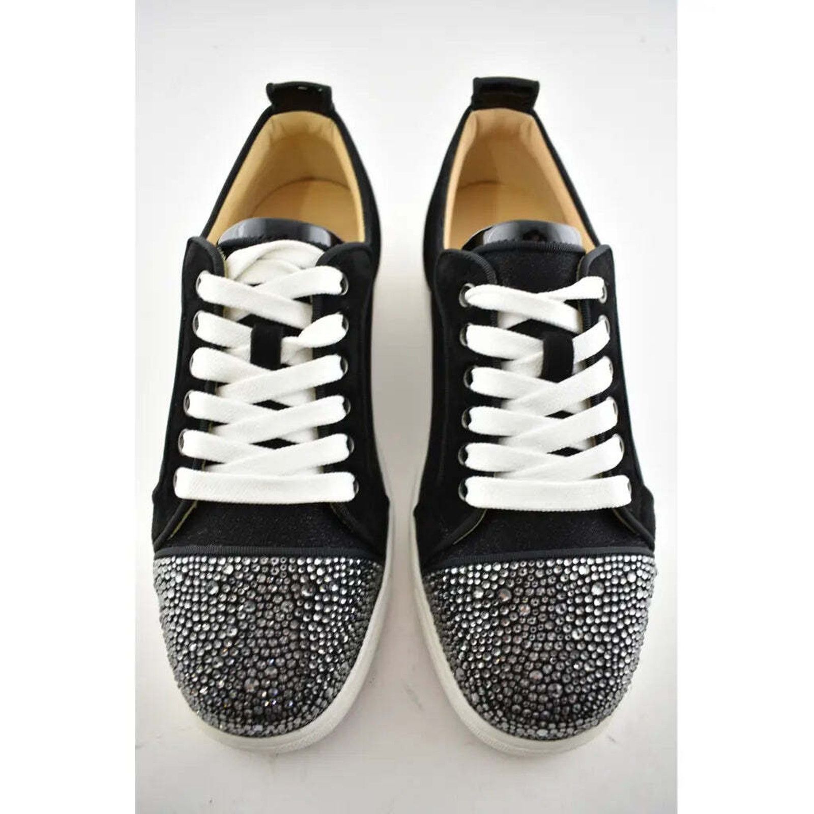 Christian Louboutin Louis Junior P Strass Donna Flat Black Low Top Sneaker 37 Size US 7 / IT 37 - 5 Thumbnail