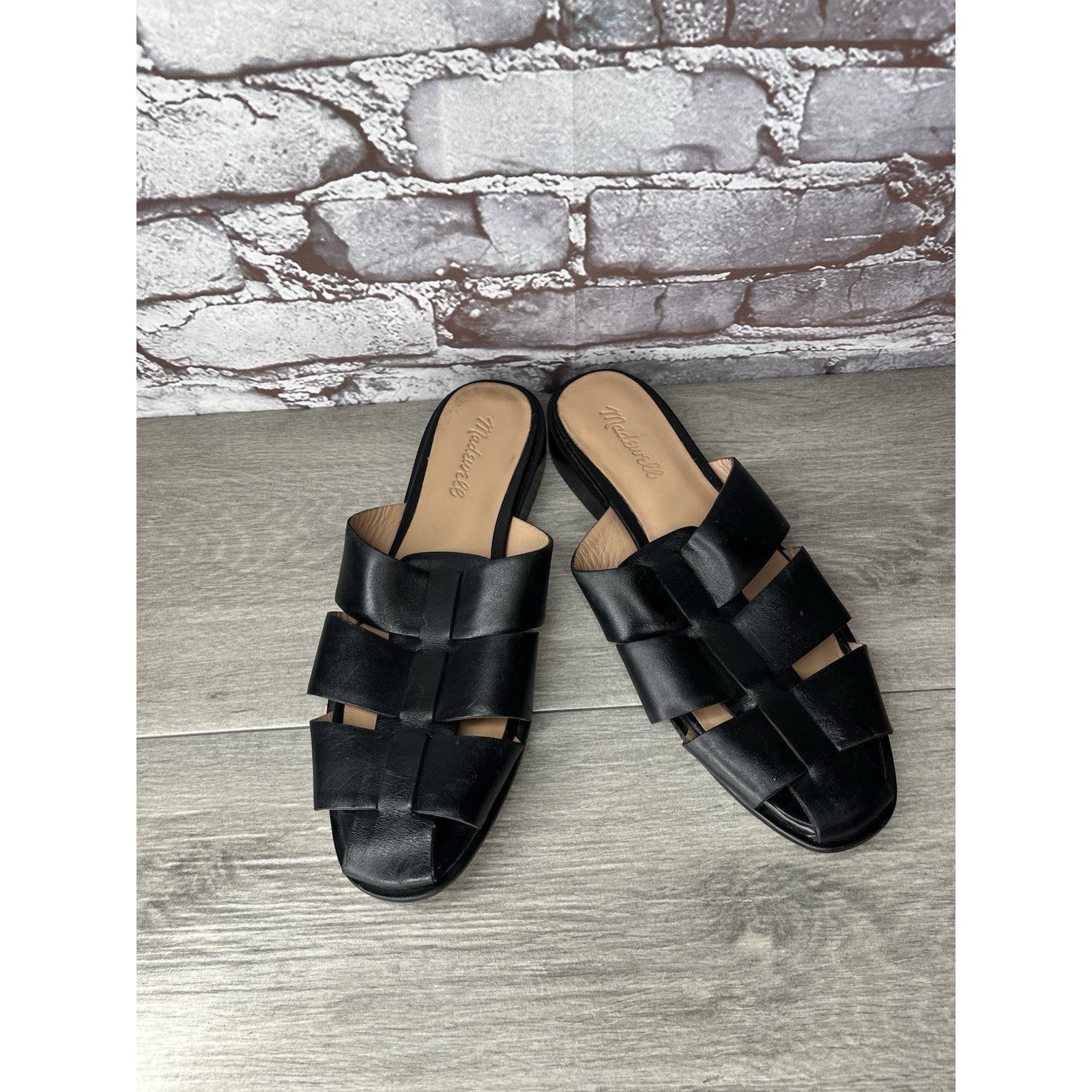 Madewell Madewell The Dixson Fisherman Black Leather Slide Mules Heel Size US 8.5 / IT 38.5 - 2 Thumbnail