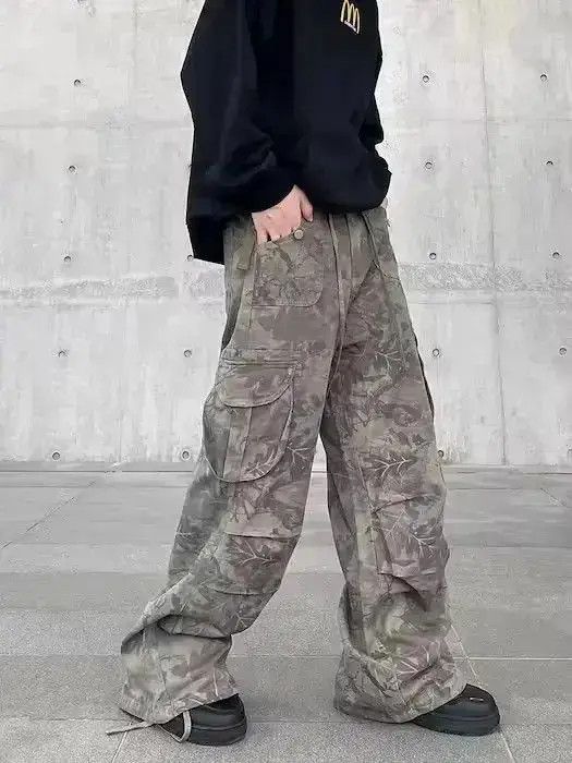 Japanese Brand Camo Floral Graphic Baggy Cargo Wide Leg Pants Size US 32 / EU 48 - 4 Thumbnail