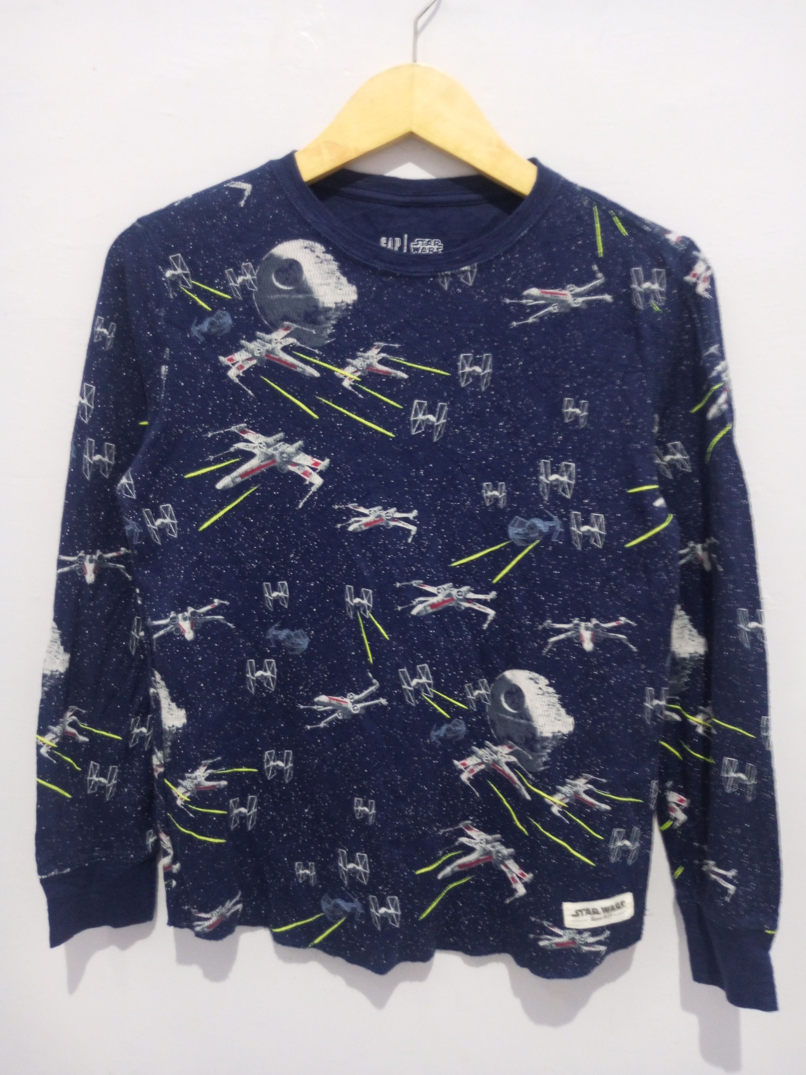image of Gap x Star Wars Full Print Long Sleeve Tshirt in Navy, Men's (Size Medium)