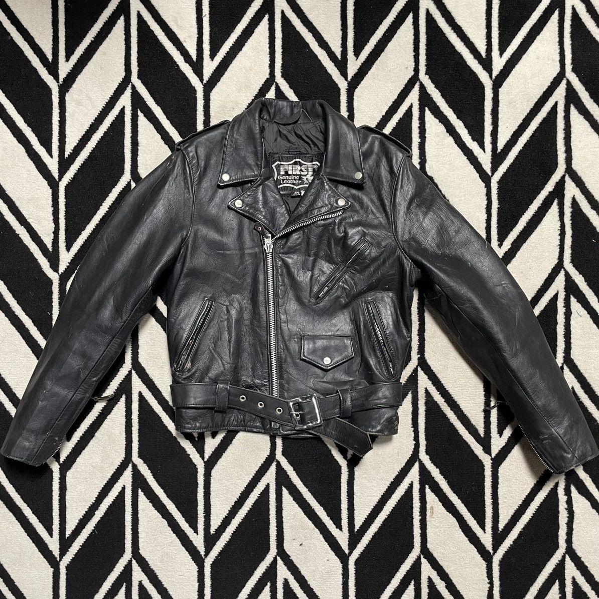 First MFG Co. Vintage First Genuine Leather Double Rider Biker Jacket Size US S / EU 44-46 / 1 - 1 Thumbnail