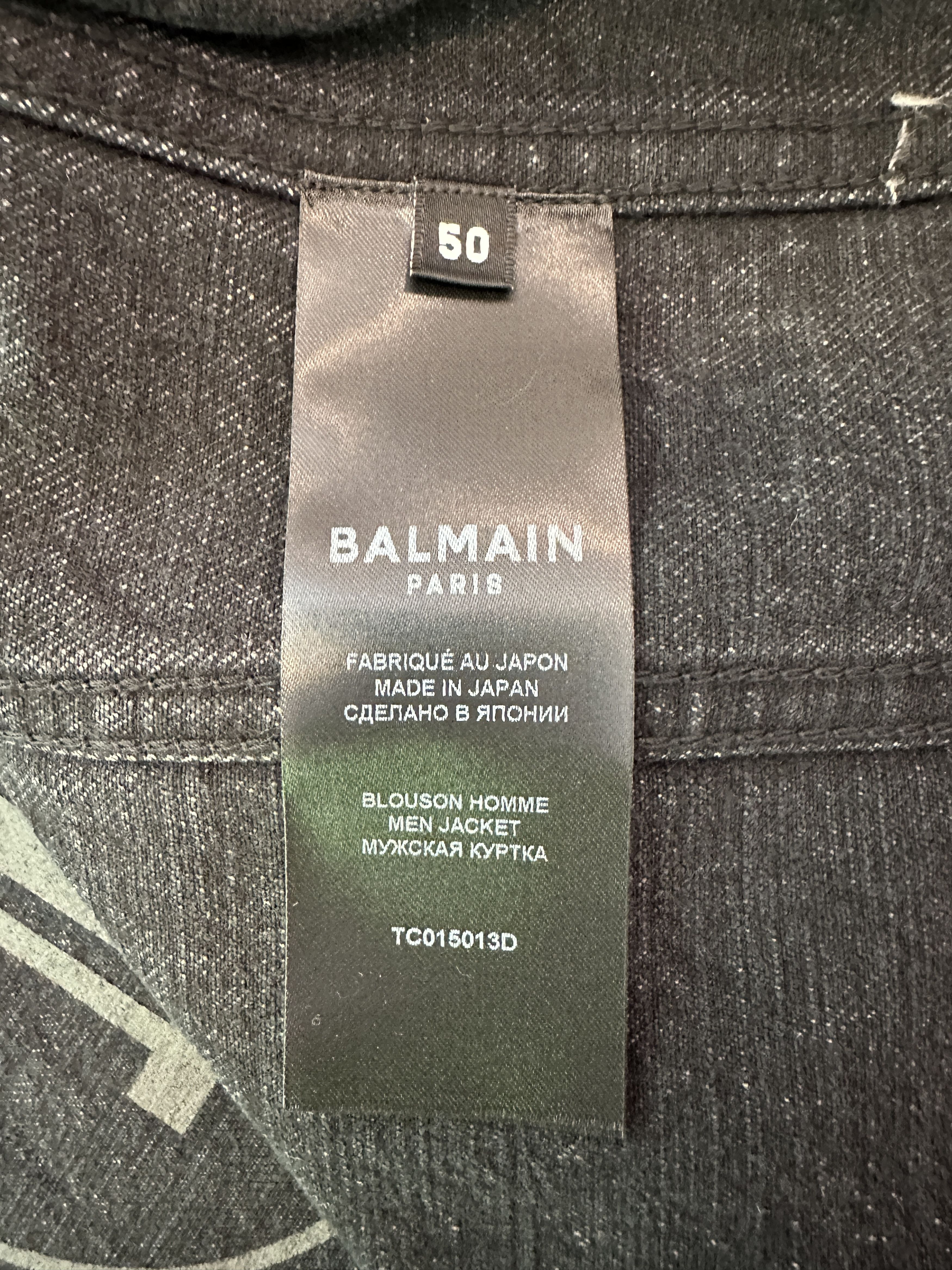 Balmain BALMAIN BLACK DISTRESSED DENIM PLEATED PLACKET JACKET Size US M / EU 48-50 / 2 - 9 Thumbnail