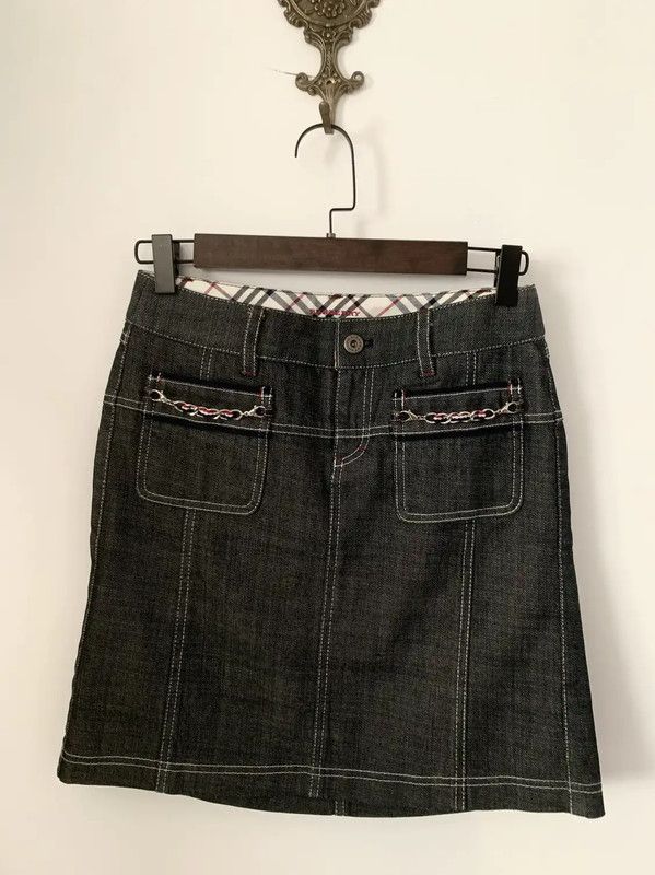 Burberry Burberry Women's Black Gray Cotton Skirt Size 23" - 1 Thumbnail