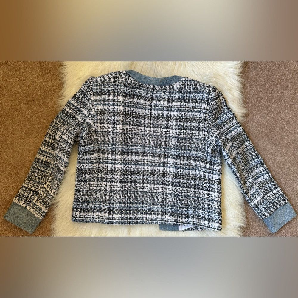 Alice + Olivia Alice + Olivia Combo Tweed and Denim Patch Pocket Jacket in Size M / US 6-8 / IT 42-44 - 3 Thumbnail
