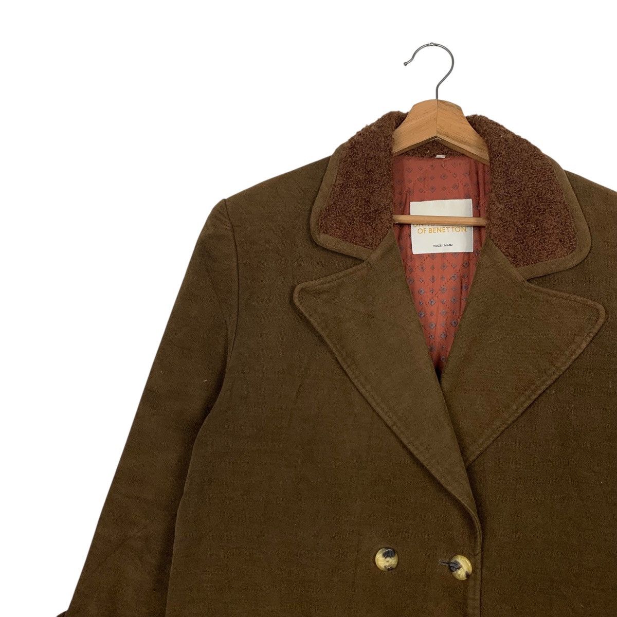 United Colors Of Benetton BENETTON Double Breasted Cotton Overcoat #2571-C116 Size M / US 6-8 / IT 42-44 - 7 Thumbnail