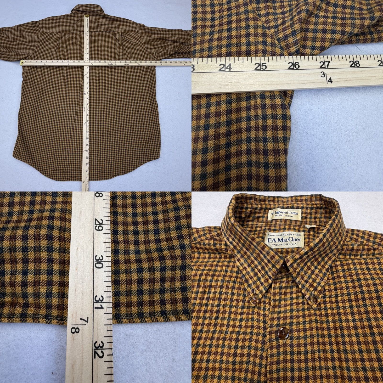 Vintage VINTAGE F.A. MacCluer Shirt Mens Large Brown Check Flannel Made USA Button Down Size US L / EU 52-54 / 3 - 8 Thumbnail