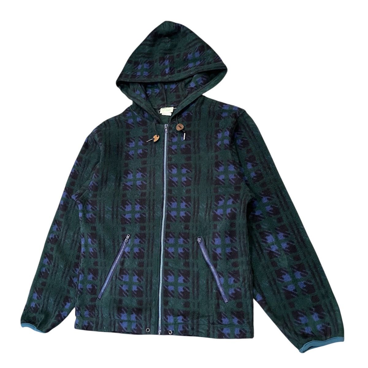 L.L. Bean Vintage 90s L.L. Bean Geometric Fleece Hoodi Size US M / EU 48-50 / 2 - 3 Thumbnail