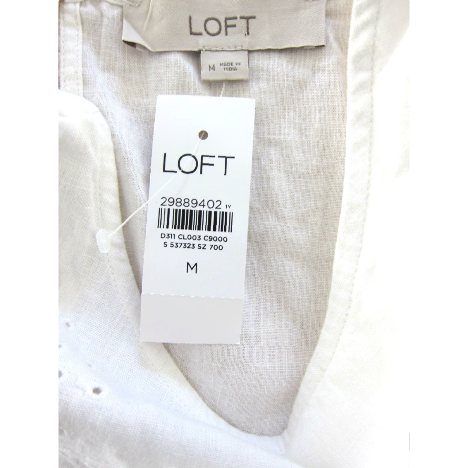 Ann Taylor NWT Ann Taylor Loft Linen White Short Sleeve Classic Blouse Woman Medium Size M / US 6-8 / IT 42-44 - 3 Thumbnail