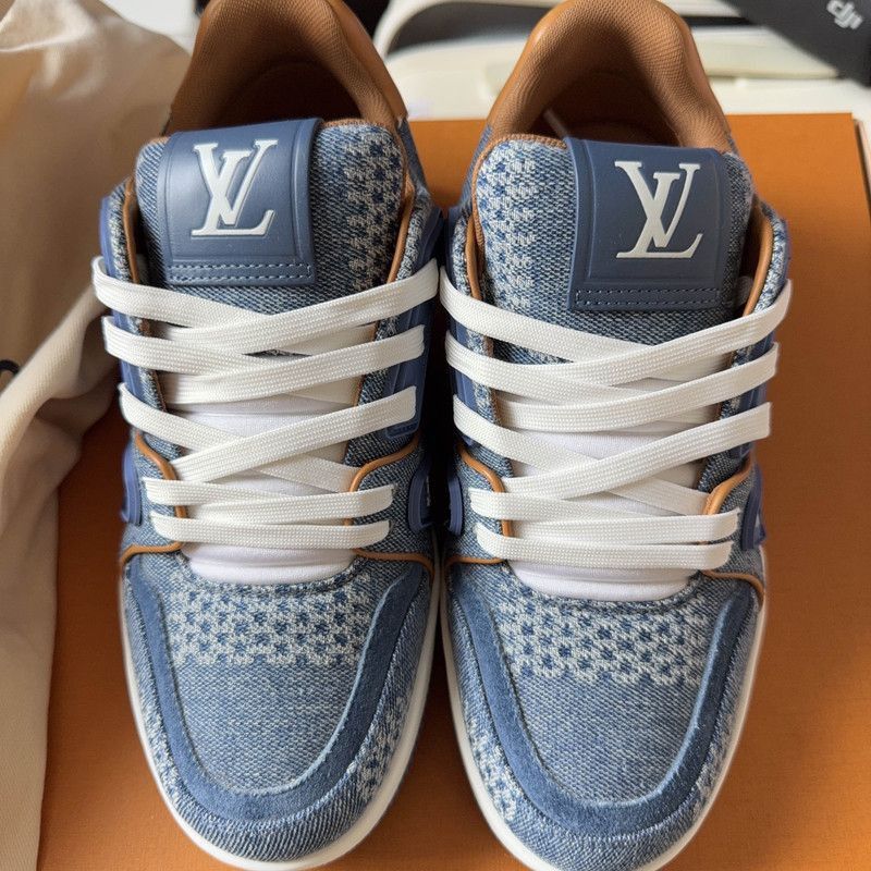 Louis Vuitton Louis Vuitton Blue Trainer Low Top Sneakers -2508 Size US 5.5 / EU 38 - 2 Thumbnail