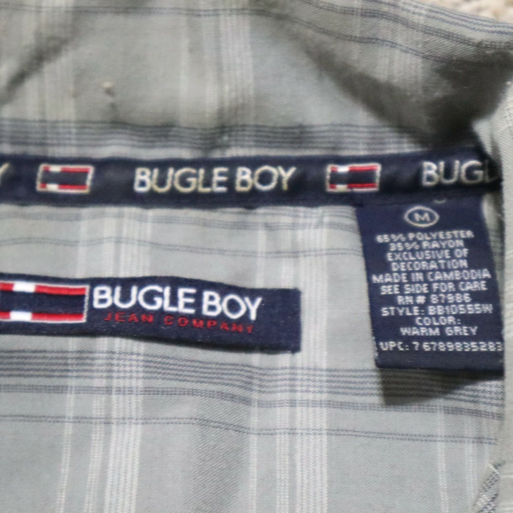 Bugle Boy Bugle Boy Shirt Plaid Button-Up Short Sleeve Casual Adult M Gray Size US M / EU 48-50 / 2 - 4 Thumbnail