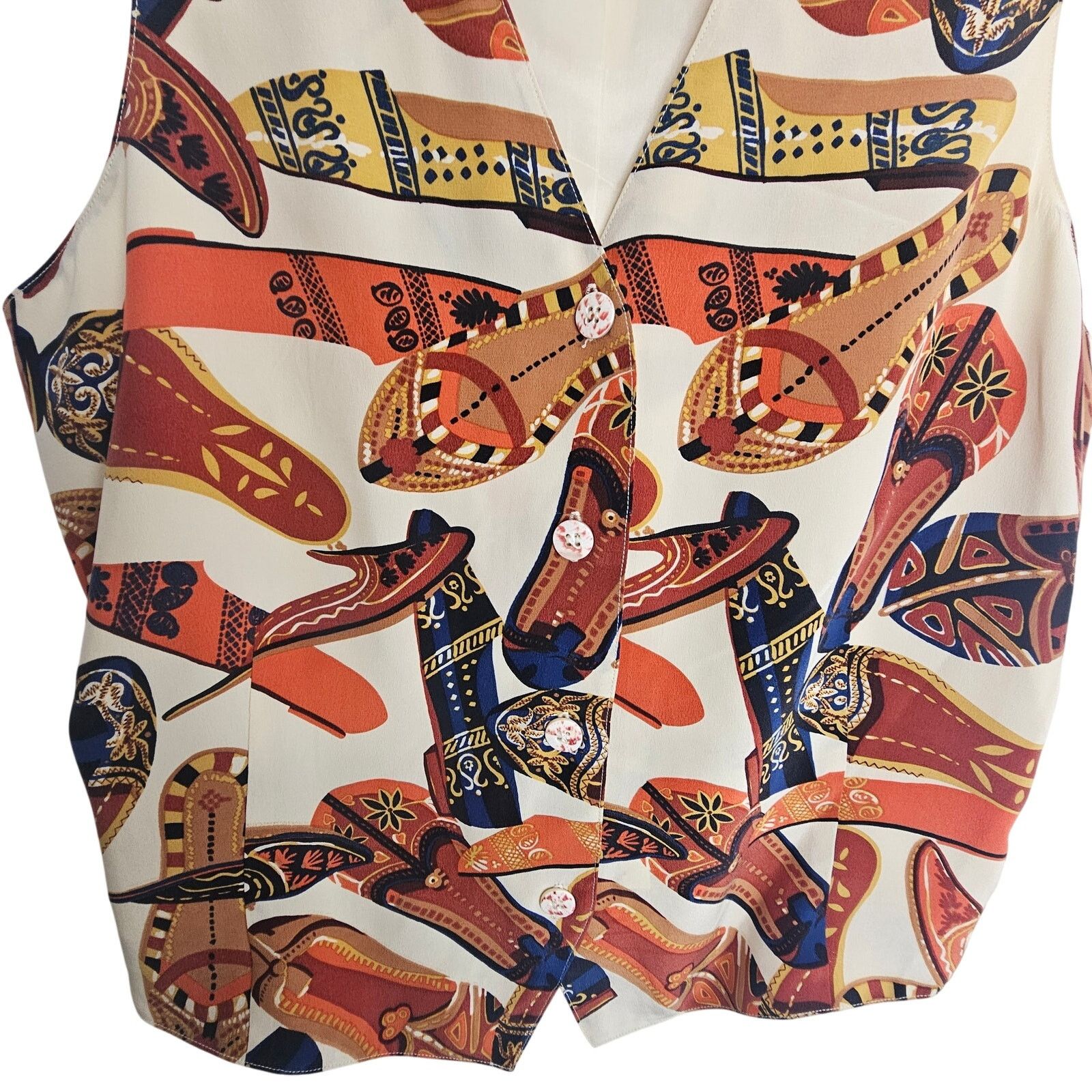 Adrianna Papell Vintage Adrienne Vittadini Women Silk Vest S Indian Chappals Size S / US 4 / IT 40 - 3 Thumbnail