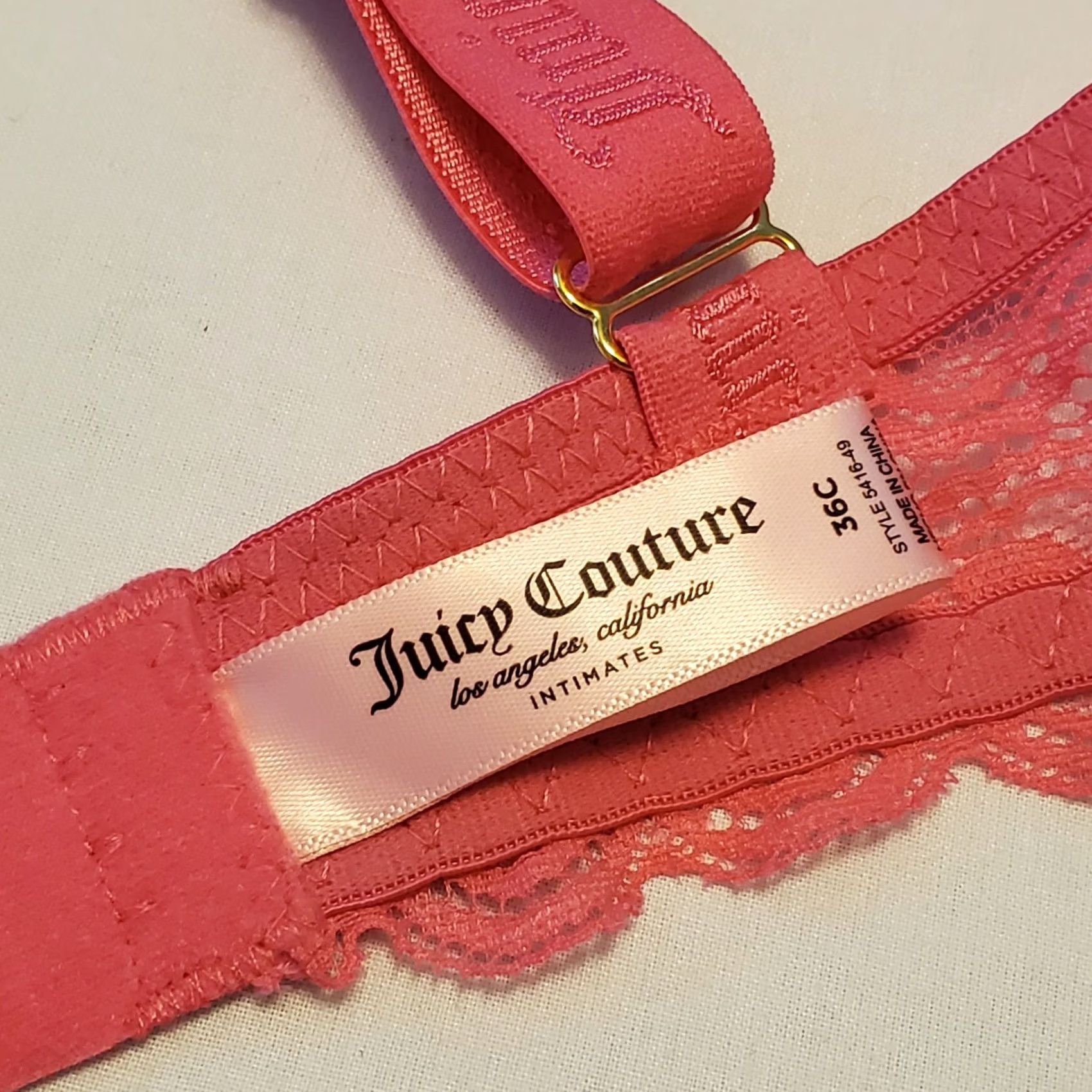 Juicy Couture Juicy Couture Pink Push Up Bra 36C Retro Heart Lace Size ONE SIZE - 4 Thumbnail