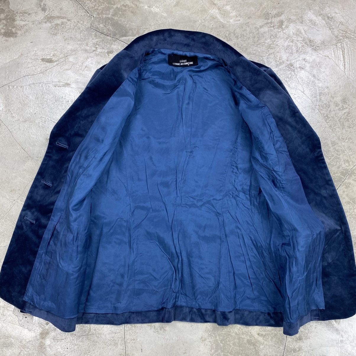 Tricot Comme des Garcons Blue Velour Blazer Size M / US 6-8 / IT 42-44 - 3 Thumbnail