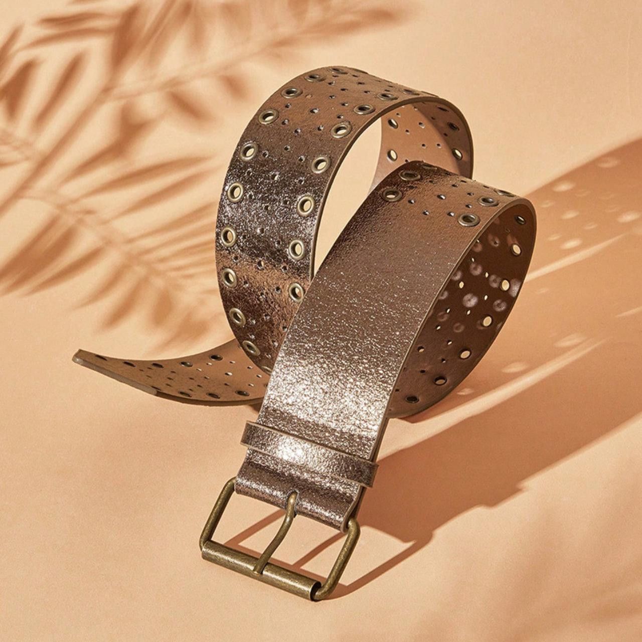 Japanese Brand Y2K Metallic Chunky Oversized Buckle Boho Belt OS Size ONE SIZE - 7 Thumbnail