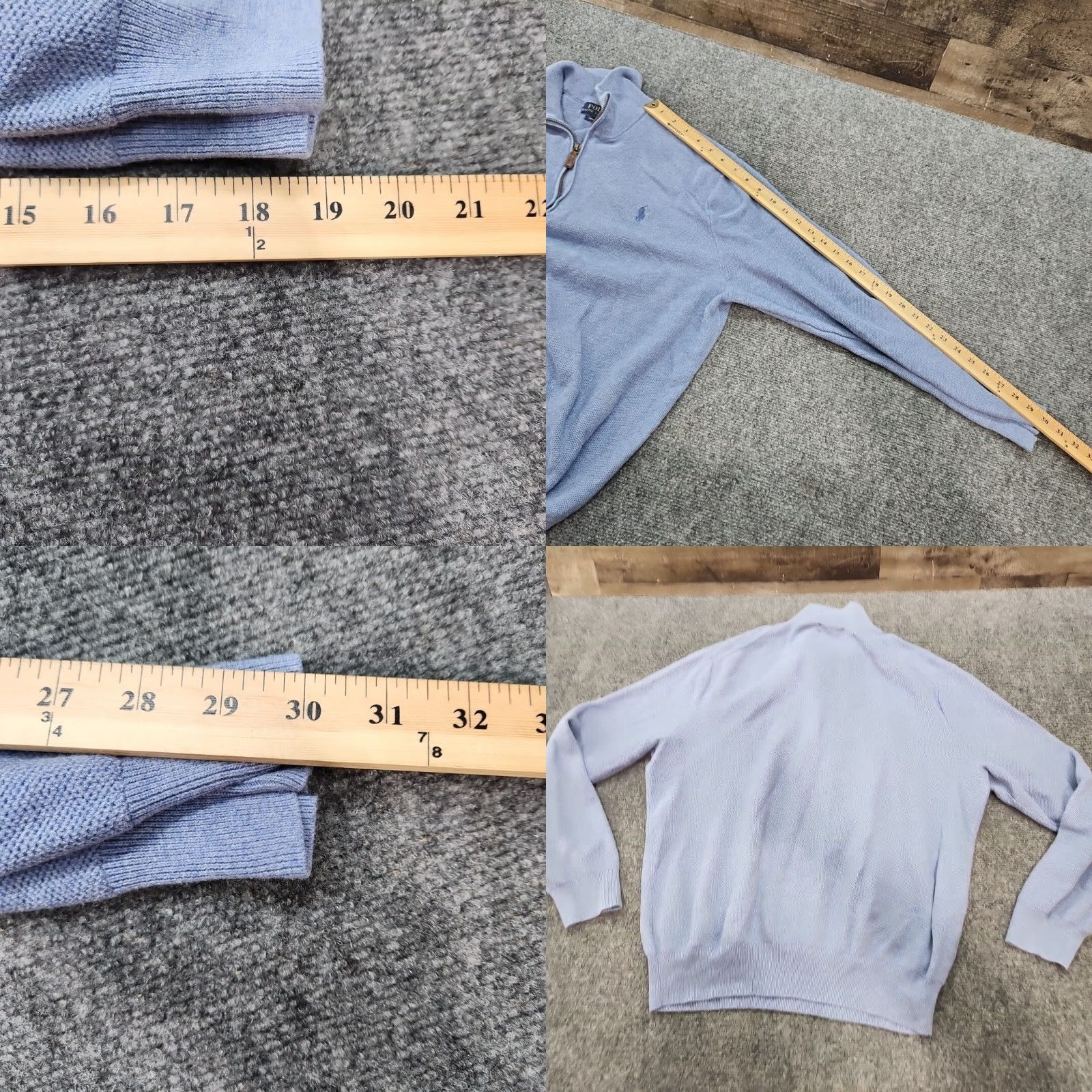 Ralph Lauren Ralph Lauren Polo Pullover Jumper 2XL Men's Powder Blue Pima Cotton Quarter Zip Knit Long Sleeve Collared Solid Vintage No Size US XXL / EU 58 / 5 - 9 Thumbnail
