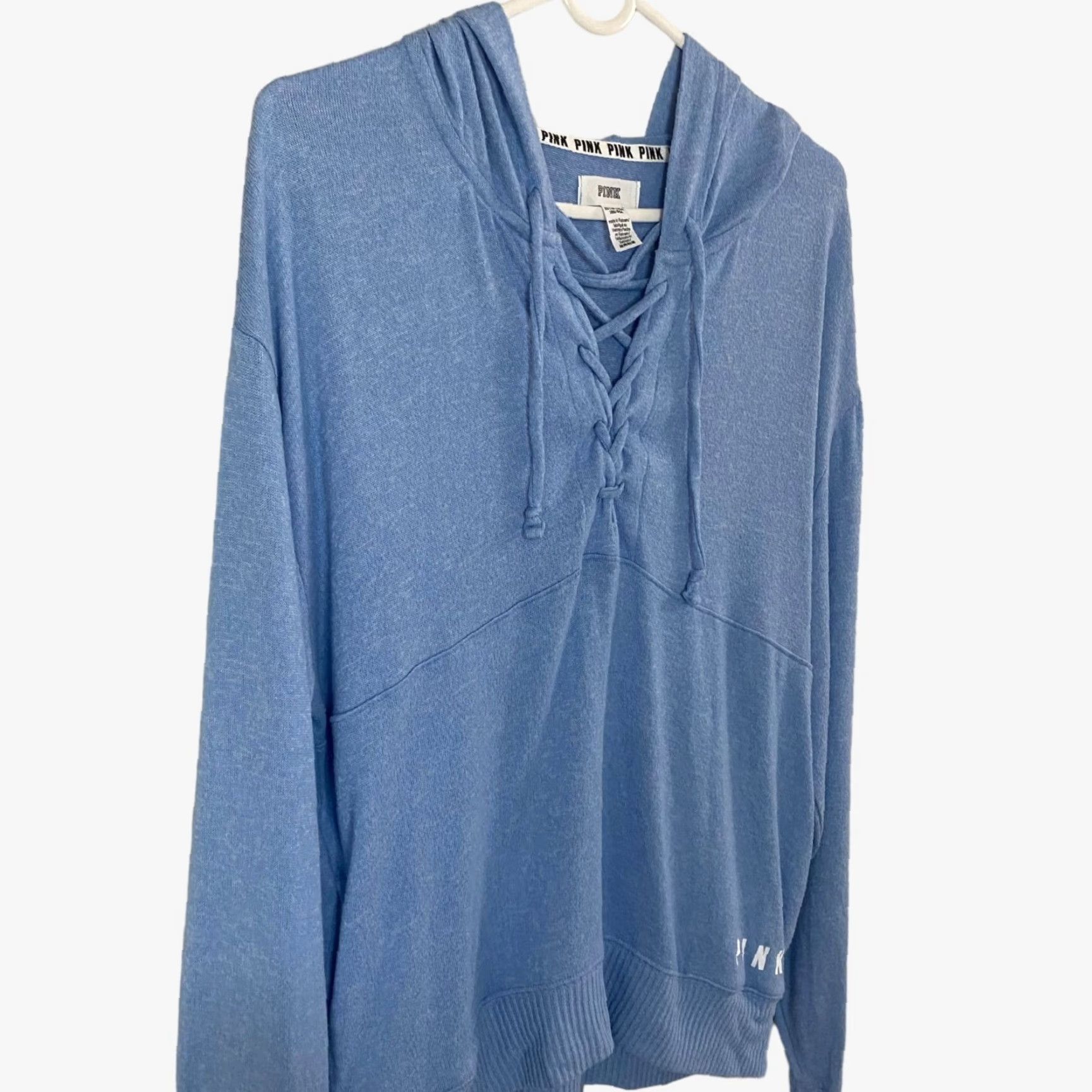 Victoria's Secret Victoria's Secret Pink Lace Up Hoodie Sweatshirt Blue Women's XS Stretch Sweater Size XS / US 0-2 / IT 36-38 - 4 Thumbnail