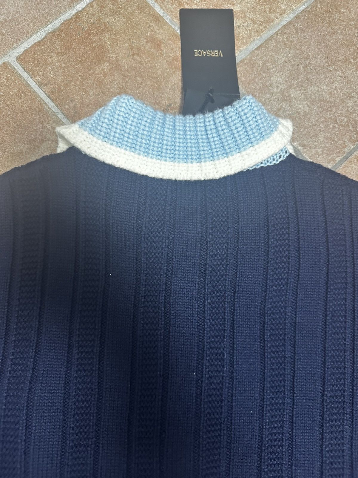Versace Versace Blue Knit Cardigan Size US XXL / EU 58 / 5 - 11 Thumbnail