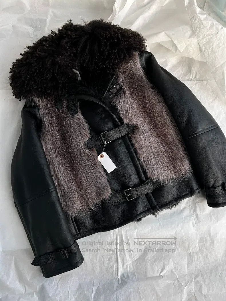 Tom Ford Sheepskin fur and fur leather patchwork coat jack